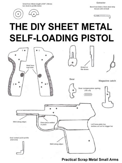 sheet metal gun blueprints|sheet metal self loading pistol design.